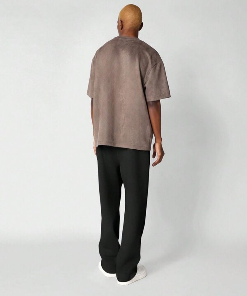 FLYNOFF Solid Black Ultra Soft Brushed Fleece Track Pant with Elastic Waist and Loose Fit Design - Image 3